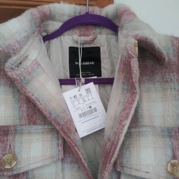 Pull & Bear, ERC , Multicolor Beige and Pink   women's  Buttons Jacket - Picture 4 of 6